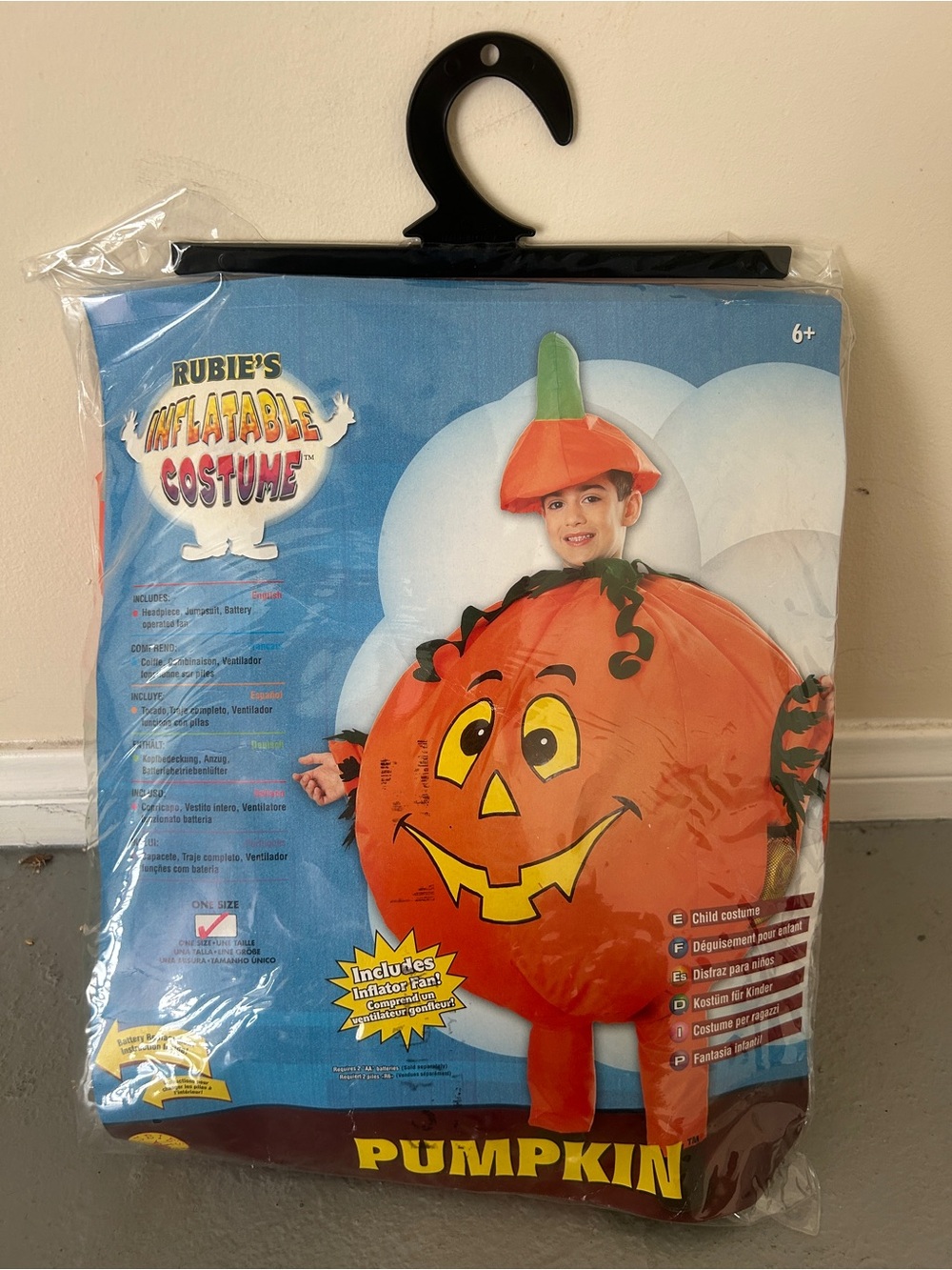 Rubie's Orange Pumpkin Inflatable Costume with Green Stem